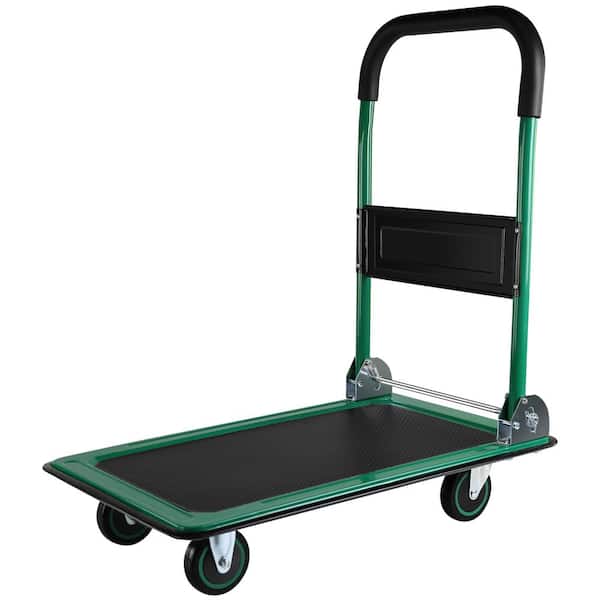 300 cu. ft. Steel Garden Cart, Push Cart Dolly, Moving Platform Hand Truck, Foldable with 360-Degree Swivel Wheels