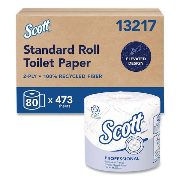 Essential 100% Recycled Fiber SRB White Septic Safe 2-Ply Toilet Paper (473-Sheets Per Roll, 80-Rolls/Carton)