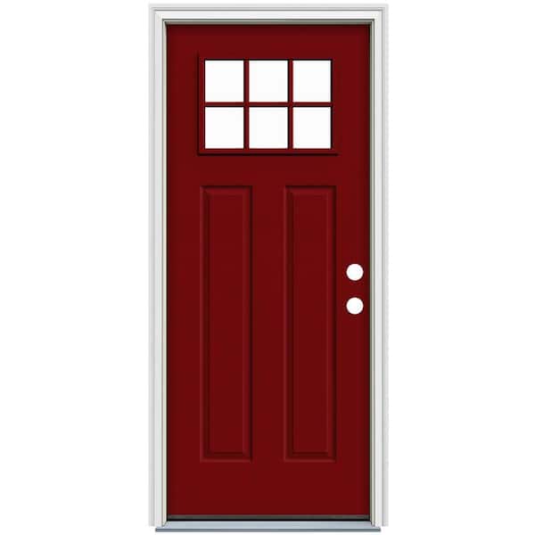 JELD-WEN 32 in. x 80 in. 6 Lite Craftsman Dark Chocolate Painted