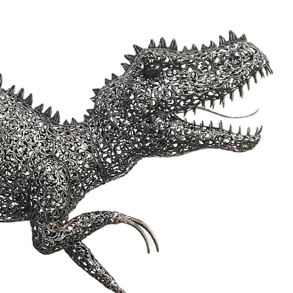 7.33ft Tall Black-Bronze Metal Tyrannosaurus Rex Garden Statue