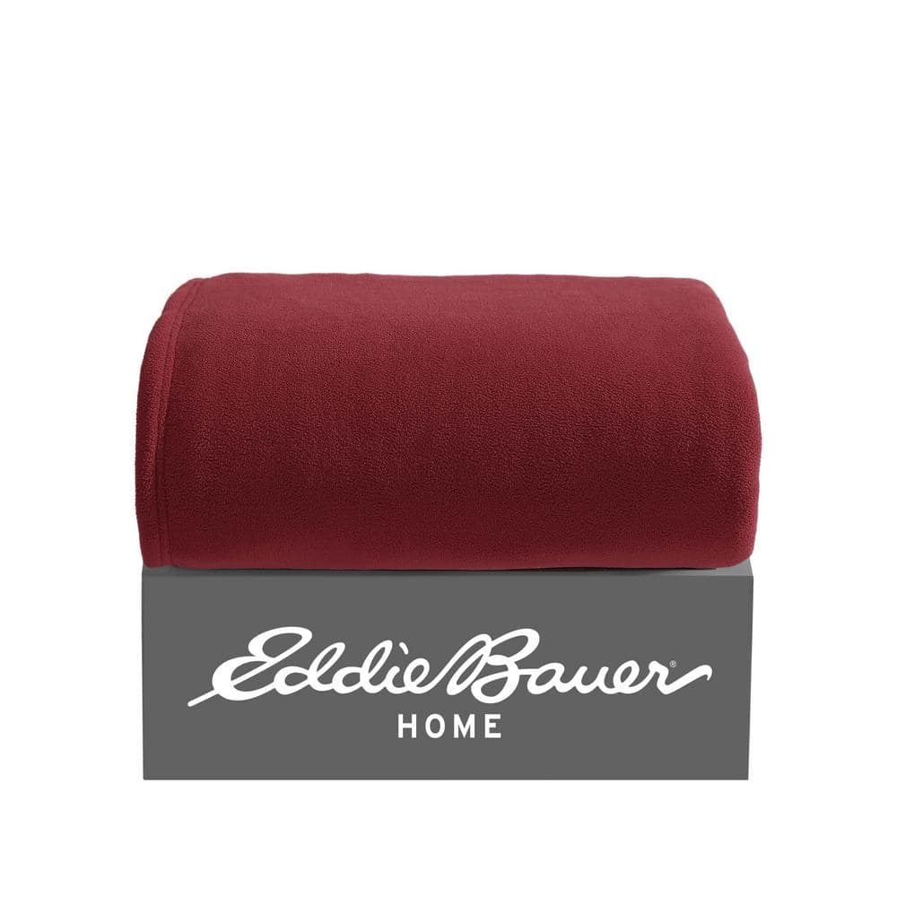 EDDIE BAUER Peak Solid 1-Piece Red Reversible Plush Microfiber 50X60 Throw  Blanket USHSHF1165189 - The Home Depot