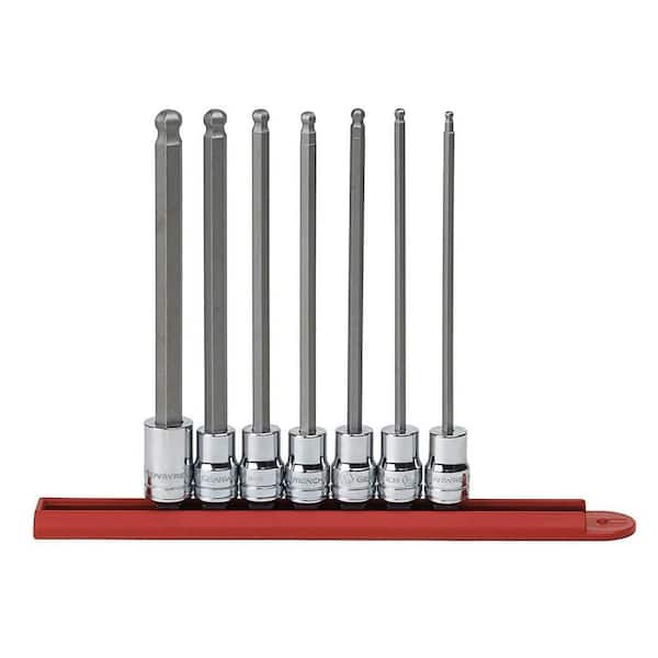 GEARWRENCH 3/8 in. Drive SAE Long Ball End Hex Bit Socket Set (7-Piece)