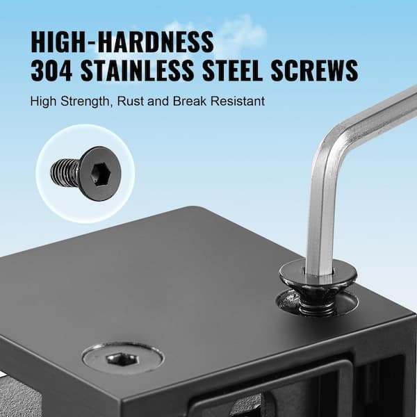 VEVOR Glass Clamp 1 in. H x 2 in. W Black Stainless Steel Stair Railing Kit 40 PCS Glass Railing Bracket for 0.31 to 0.47 in.