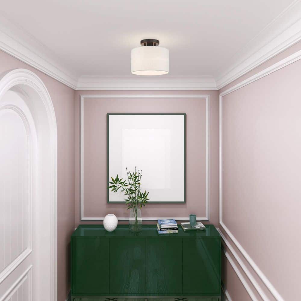 Meadow English Bronze LED Semi-Flush Drum Light