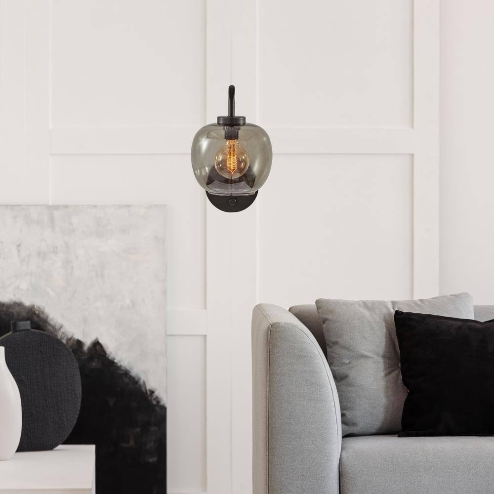 Matte Black Metal Direct Wired Plug-In Wall Sconce