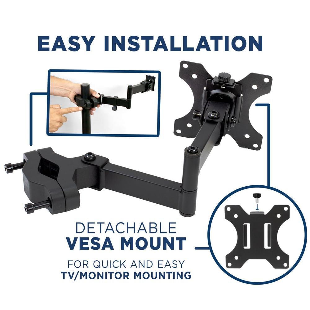 Black Steel Full Motion VESA Pole Mount for 32" TVs and Monitors