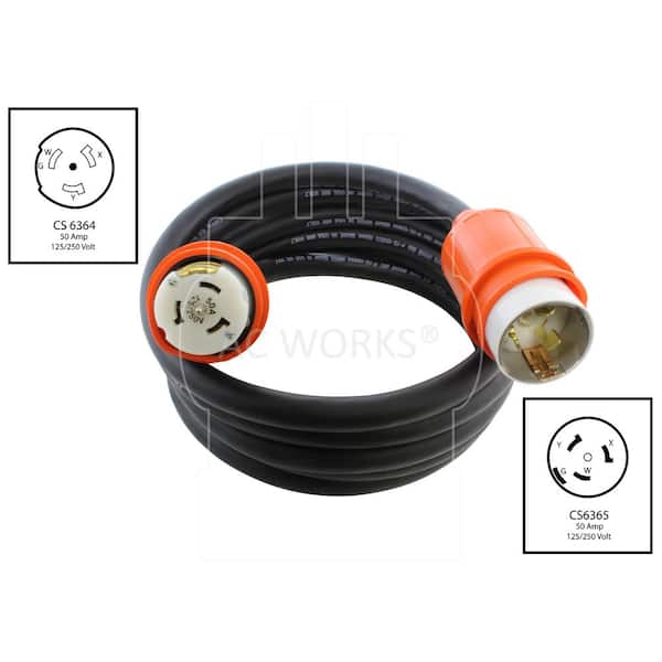 Qty. 1) GE WX09X10010 Range Cord 3-Wire 50 Amp 4 ft. 741587505754
