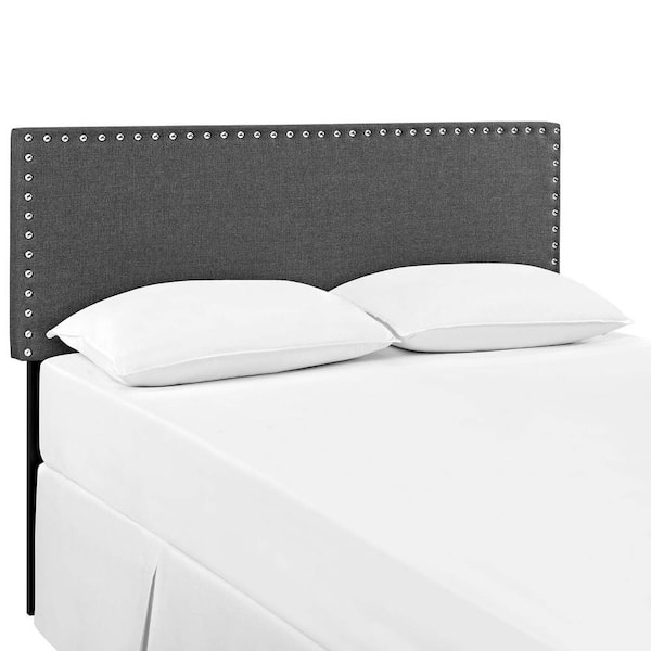 MODWAY Phoebe Gray Full Upholstered Fabric Headboard