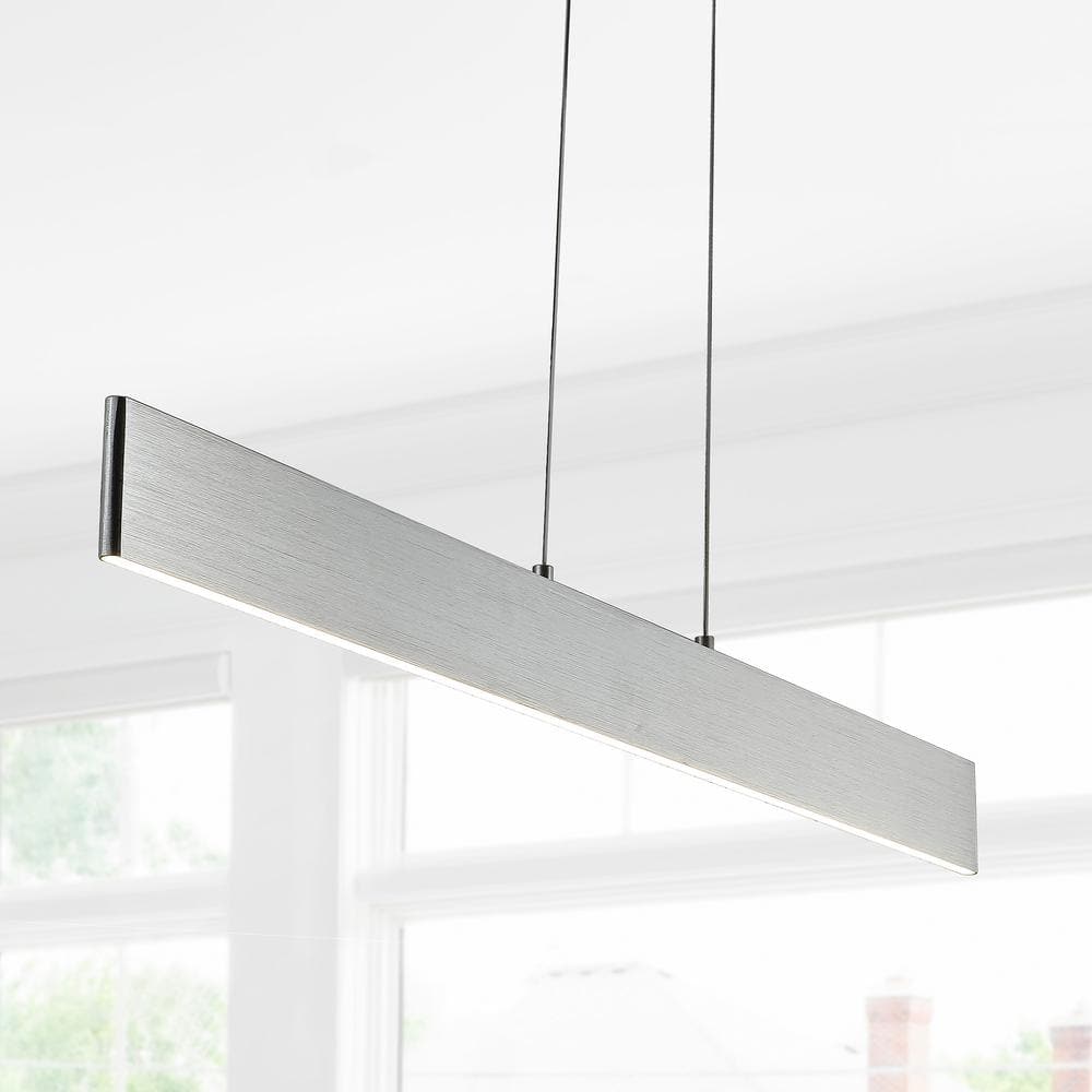 Draper 40" Brushed Aluminum Dimmable LED Linear Island Pendant