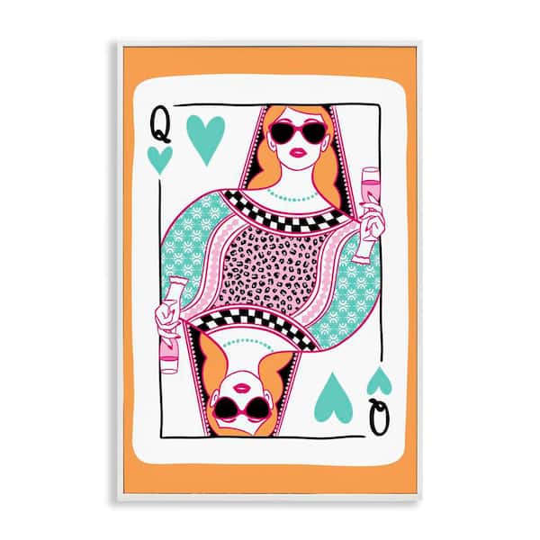 Stupell Industries Queen of Hearts and Drink by JJ Design House LLC White Framed People Giclee Art Print 24 in. x 16 in.