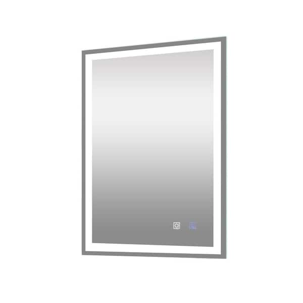 Unbranded 36.00 in. W x 24.00 in. H Rectangular Frameless Anti-Fog Wall Mount Bathroom Vanity Mirror in White