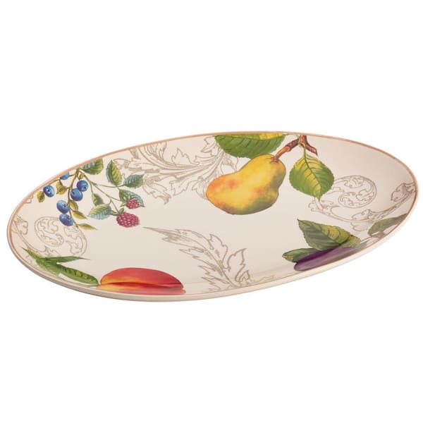 BonJour Dinnerware Orchard Harvest Stoneware 8-3/4 in. x 13 in. Oval Platter