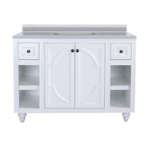 Odyssey 48 in. W x 22 in. D x 34.5 in. H Bathroom Vanity in White with White Stripes Marble Top
