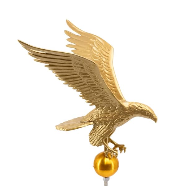18" Aluminum Flagpole Eagle - Gold with Gold Globe