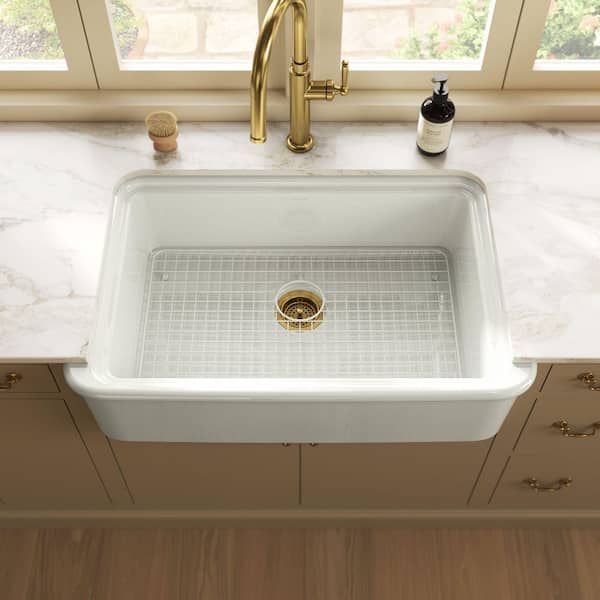 Audrine by Studio McGee 35.5 in. Farmhouse/Apron-Front Single Bowl Fireclay Kitchen Sink In Dune