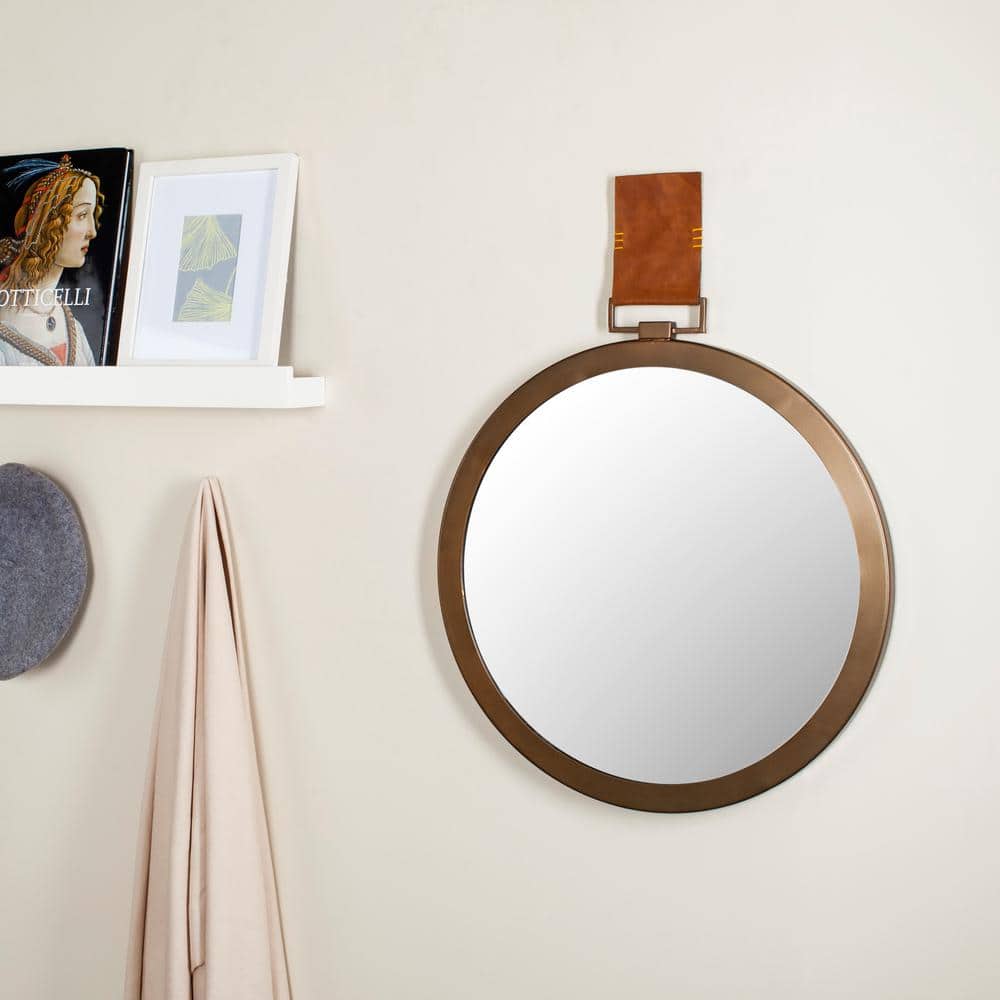 Contemporary Full Length Brown Wood Rectangular Mirror