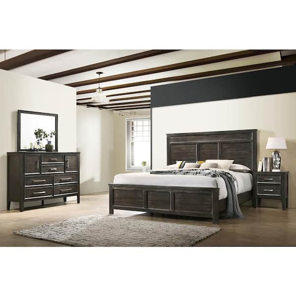 New Classic Furniture Andover 4-Piece Nutmeg King Wood Bedroom Set (Bed, Dresser, Mirror, Nightstand)