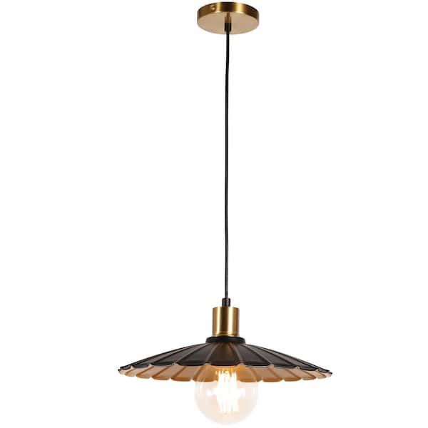 Farmhouse 1 Light Matte Black Shaded Pendant Light with Metal Shade, No Bulbs Included
