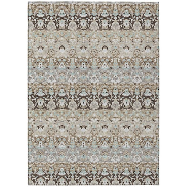 Chantille Machine Washable Indoor/Outdoor Abstract ACN2993 Mocha 10 ft. x 14 ft. Area Rug