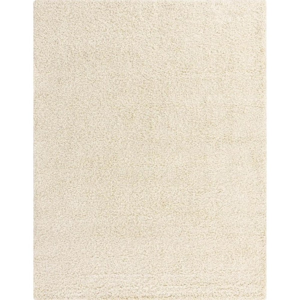 Unique Loom Solid Shag Pure Ivory 10' 0 x 13' 1 Area Rug