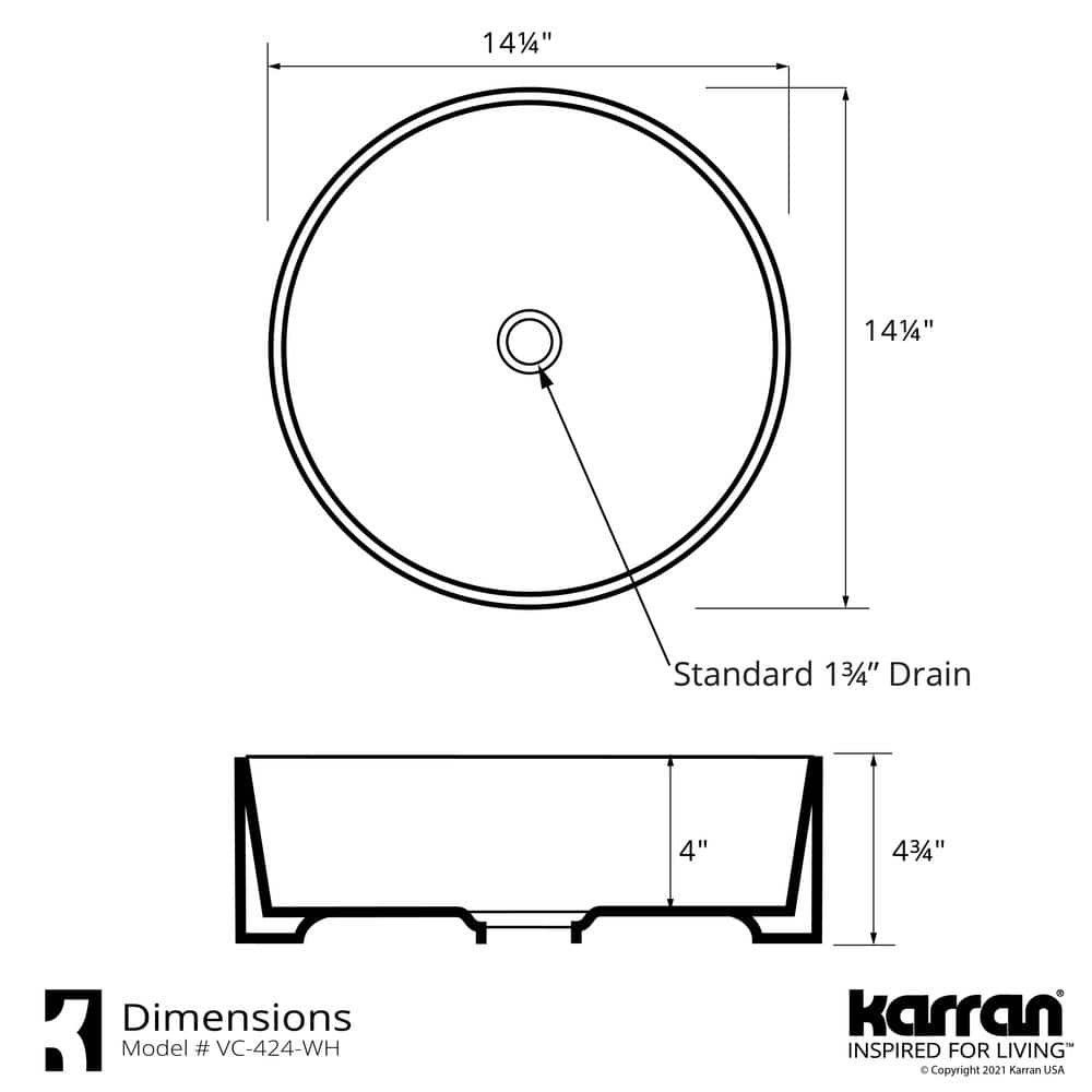 Valera 14-Inch White Ceramic Round Undermount Bathroom Sink