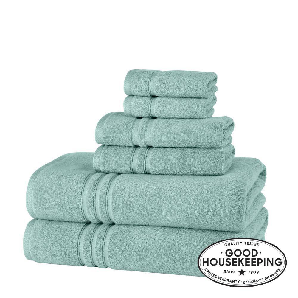 Home Decorators Collection Turkish Cotton Ultra Soft Aqua Blue 6Piece Bath Sheet Towel Set