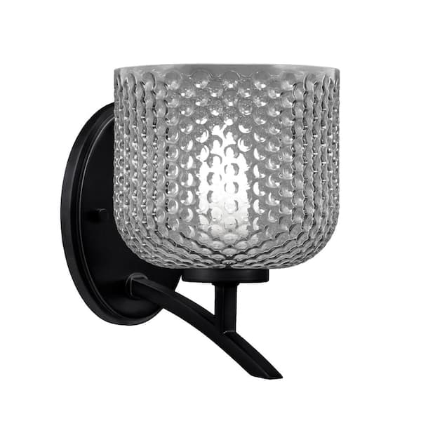 Unbranded Siena 5.75 in. 1-Light Matte Black Sconce with 6 in. Smoke Textured Glass Shade No Bulb Included