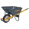 True Temper 6 cu. ft Steel Wheelbarrow with Flat Free Tires and Metal Handles R6STSP14