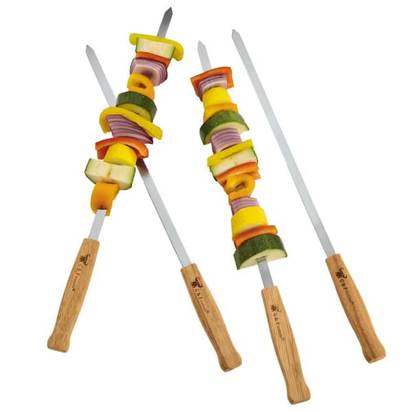 Stainless Steel BBQ Skewers Set 6 With Wood Handle And Case -  Portugal