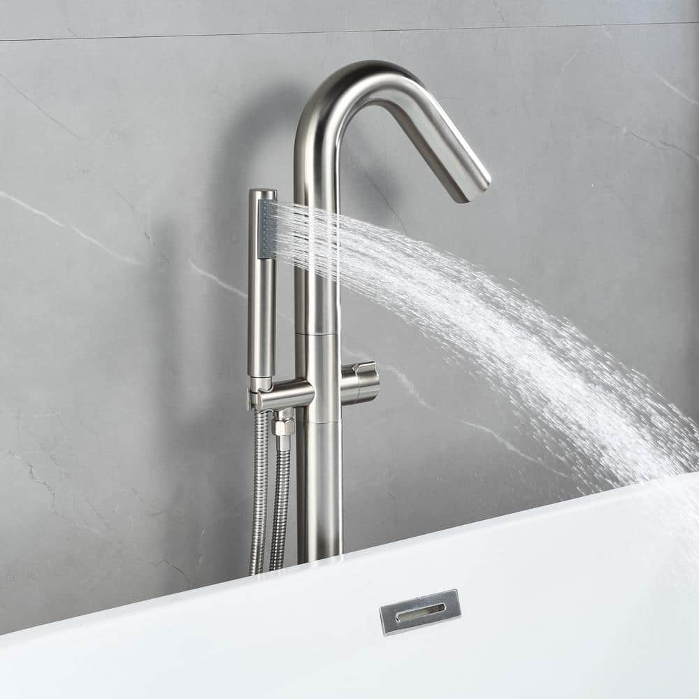 Brushed Nickel Freestanding Tub Faucet with Hand Shower