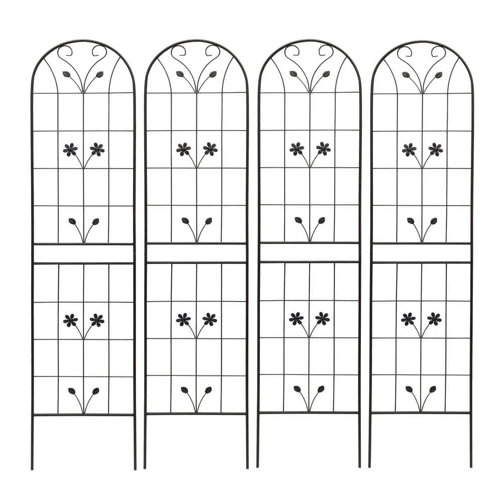 86.7 in. x 19.7 in. Metal Garden Trellis Rustproof Trellis Flower Decor for Climbing Plants in Black (4 Pack) price history on PriceWatchPro