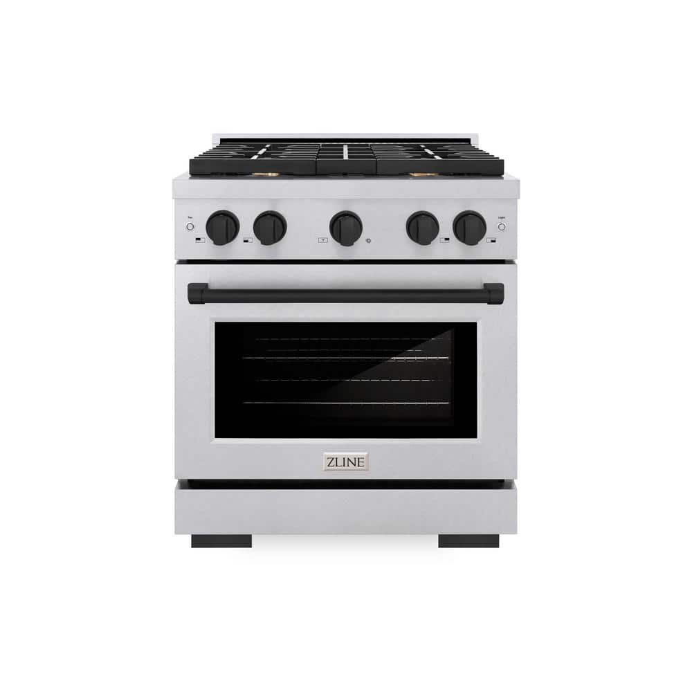 Autograph 30 in. Paramount Gas Range with 4 Burners and Convection Gas Oven in Satin Steel and Matte Black Accents price history on PriceWatchPro