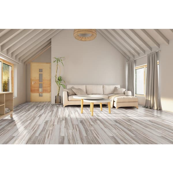 Carolina Timber White 6 in. x 36 in. Matte Porcelain Wood Look Floor and Wall Tile (13.08 sq. ft./Case)