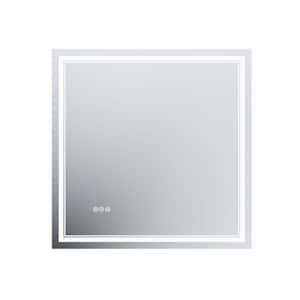 Hans 36 in. W x 36 in. H Rectangular Frameless Backlit LED Touch Sensor Anti-Fog Dimmable Wall Bathroom Vanity Mirror
