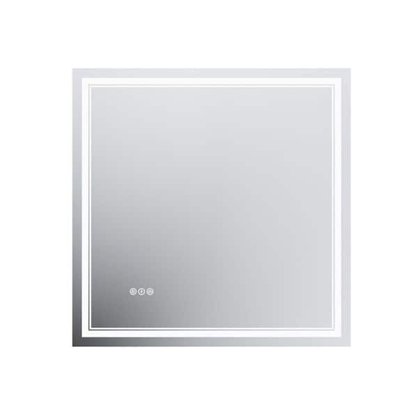 Modland Hans 36 in. W x 36 in. H Rectangular Frameless Backlit LED Touch Sensor Anti-Fog Dimmable Wall Bathroom Vanity Mirror