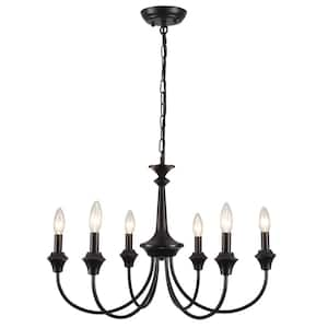 6-Light Black Industrial Black Dining Room Chandelier Classic Pendant Lighting for Kitchen Island