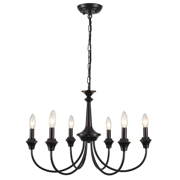 ADSENSTY 6-Light Black Industrial Black Dining Room Chandelier Classic Pendant Lighting for Kitchen Island