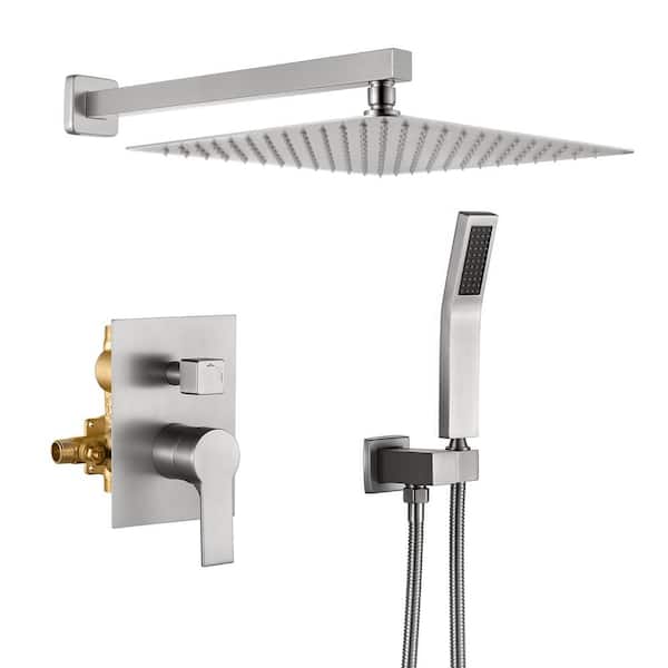 Unbranded Single Handle 2-Spray 12 in. Shower Faucet 1.5 GPM with High Pressure in Brushed Nickel (Valve Included)