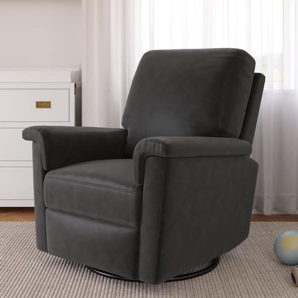 Terrin Swivel Glider Recliner Distressed Charcoal