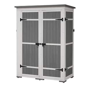 4 ft. W x 2 ft. D White and Gray Outdoor Wood Storage Shed with Asphalt Roof, Lockable Doors, for Garden, 8 sq. ft.