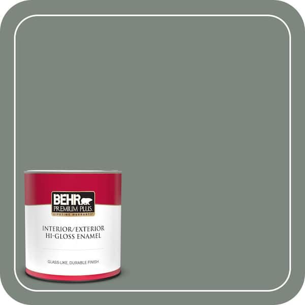 BEHR PREMIUM PLUS 1 qt. #700F-5 Wild Sage Hi-Gloss Enamel Interior/Exterior Paint & Primer