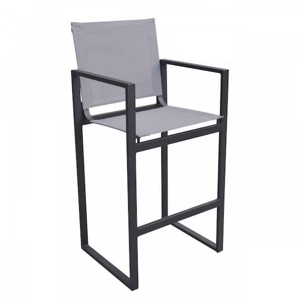 Benjara 41 in. Gray Low Back Metal Frame Bar Stool with Fabric Seat