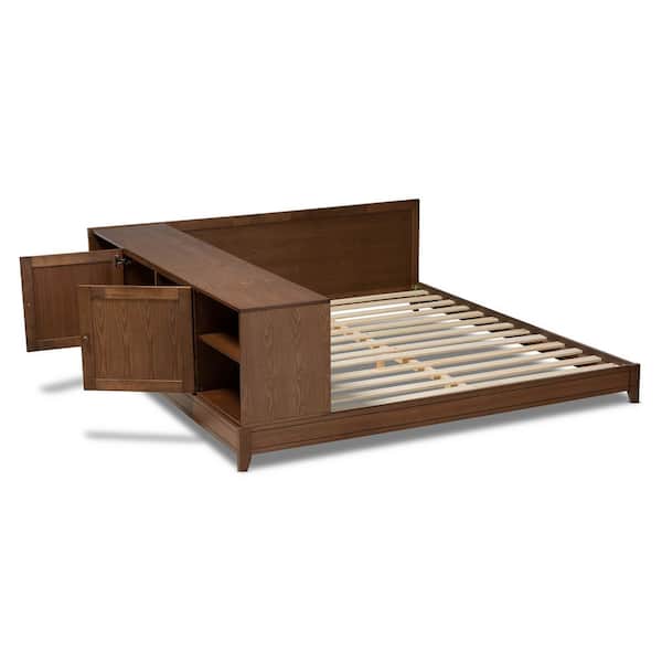 Kaori Walnut Queen Platform Storage Bed