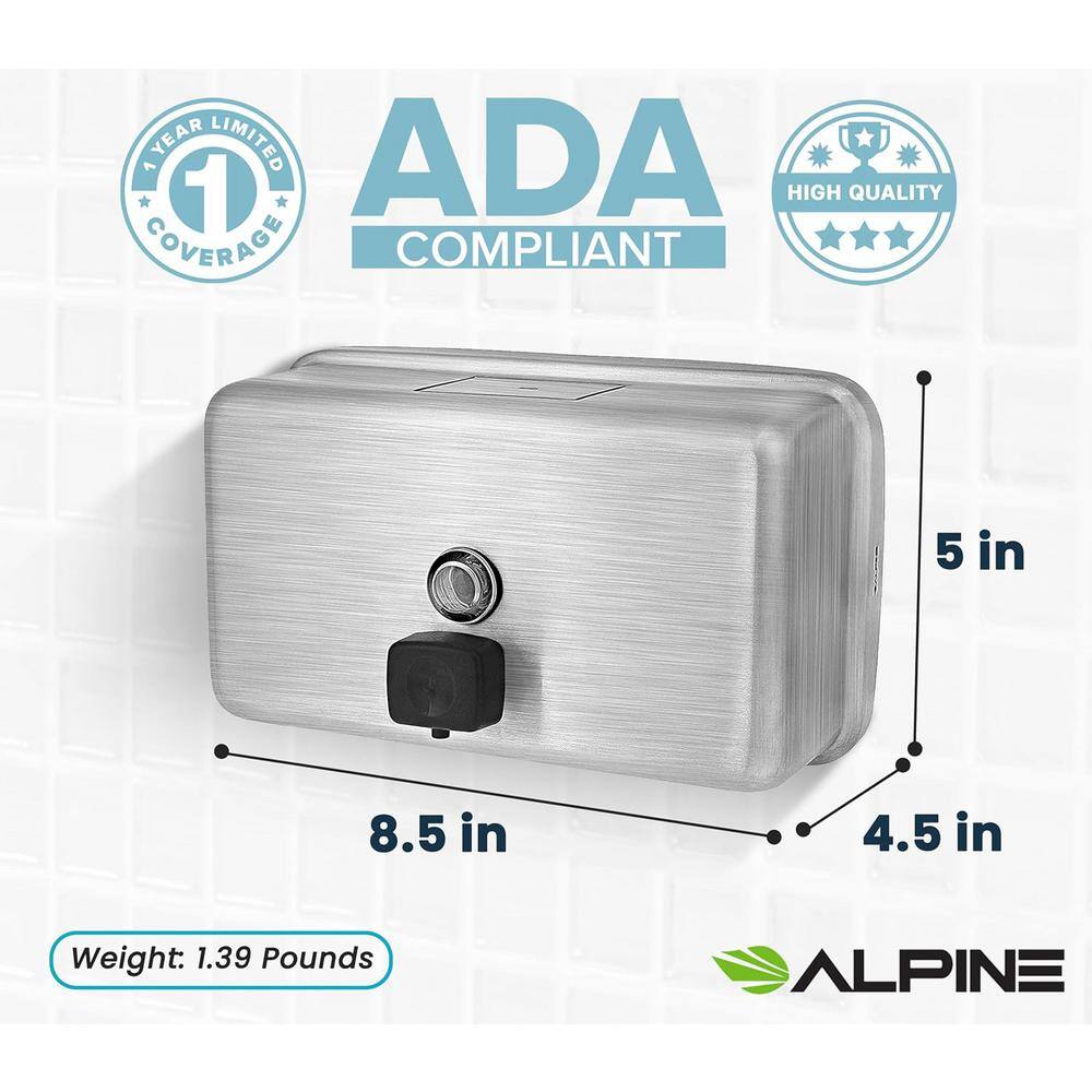 Stainless Steel Horizontal Wall-Mounted Soap Dispenser 1200 mL