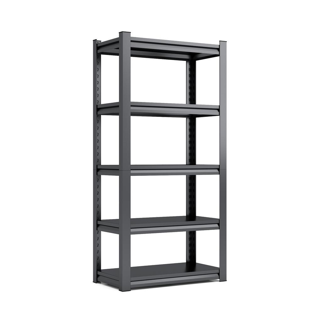 63"H 5 Tier Metal Shelves, 2000LBS Heavy Duty Storage Shelves, Adjustable Garage Shelf, Industrial Shelving Unit-Black