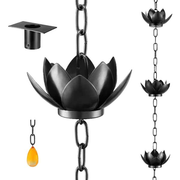 9 ft. Black Metal Rain Chains with 12 Cups