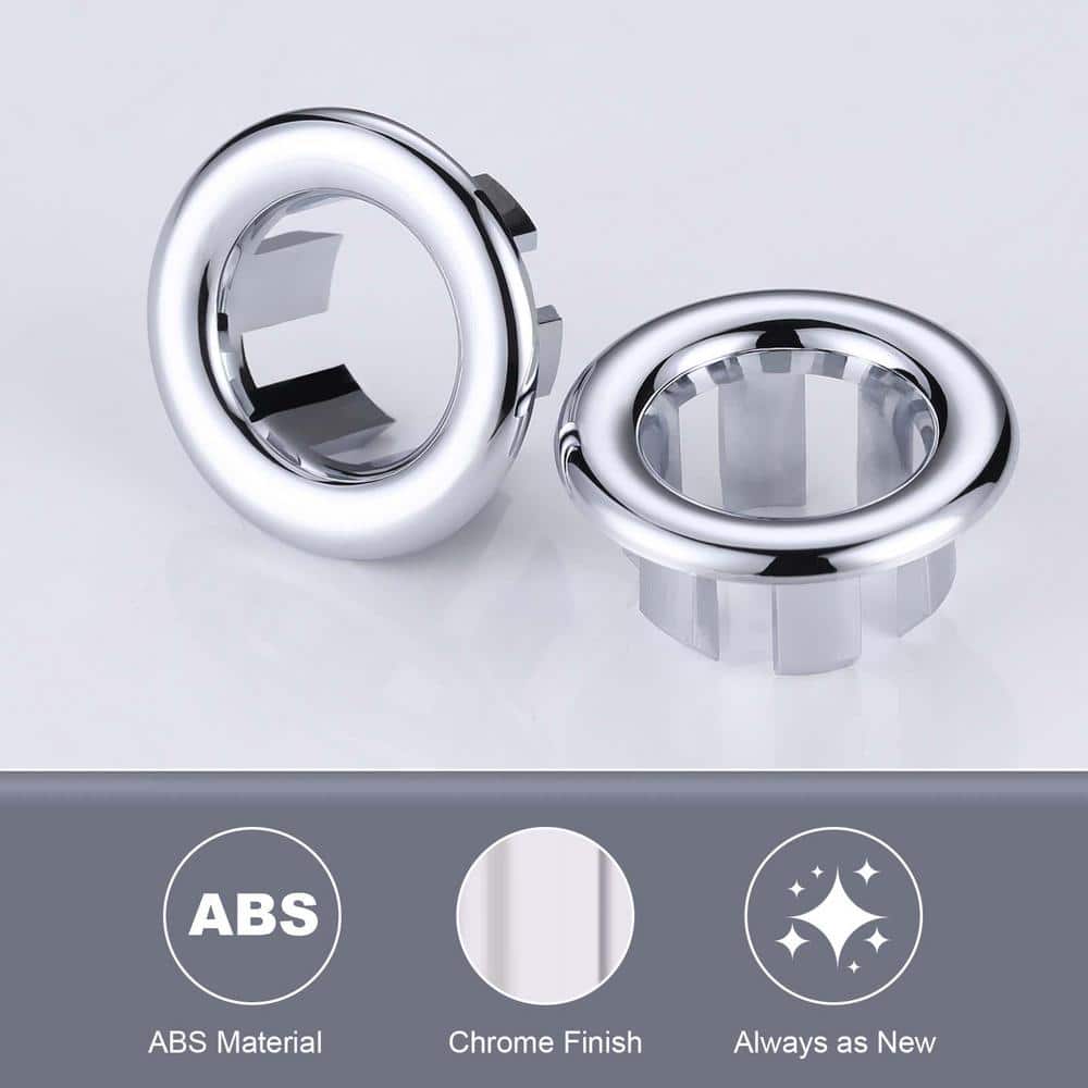 Chrome Plastic Bathroom and Kitchen Sink Overflow Ring Set