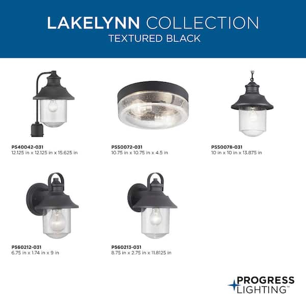 Progress Lighting Lakelynn 1-Light 12 in. Textured Black Outdoor