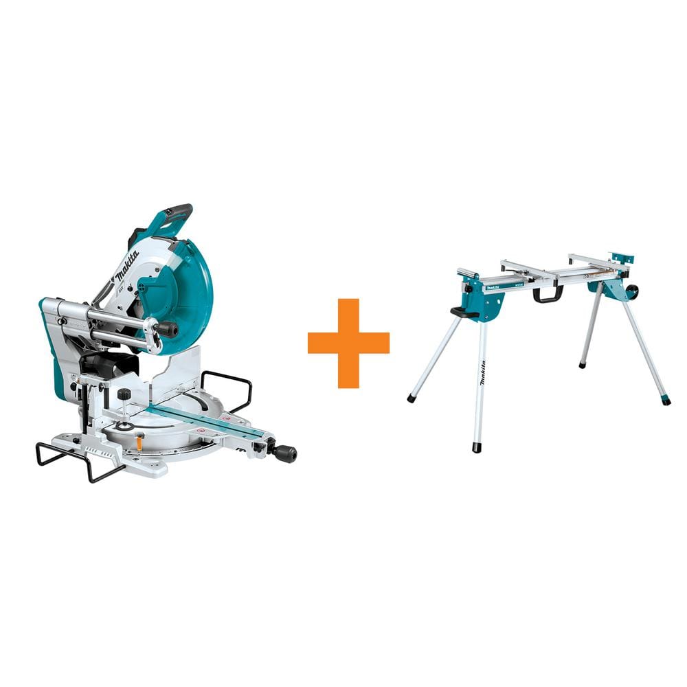 Makita 12 in. Dual-Bevel Sliding Compound Miter Saw with Laser with bonus Compact Folding Miter Saw Stand -  LS1219L-WST06