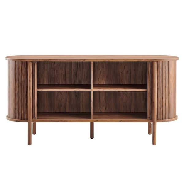 MODWAY Cadence Walnut Wood 63 in. Curved Sideboard EEI-6309-WAL